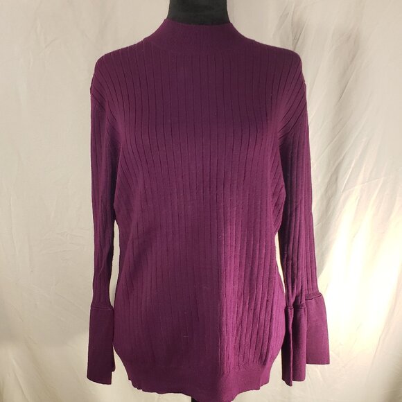 Chadwicks of Boston Purple Ribbed Mock Neck Sweater - L - Picture 1 of 5